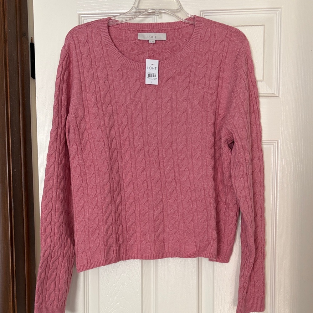 LOFT Rose Cable Knit Sweater